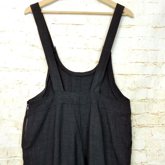 Lush Jumpsuit Womens L Black Textured Rayon Romper Overalls Grunge 90s Preppy - Picture 9 of 10